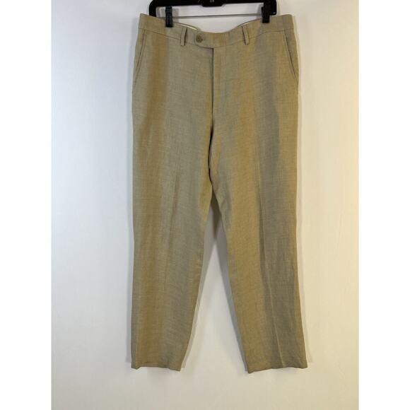 Men’s Linen Tan Pants | Made In Italy Size 36 - Picture 1 of 13